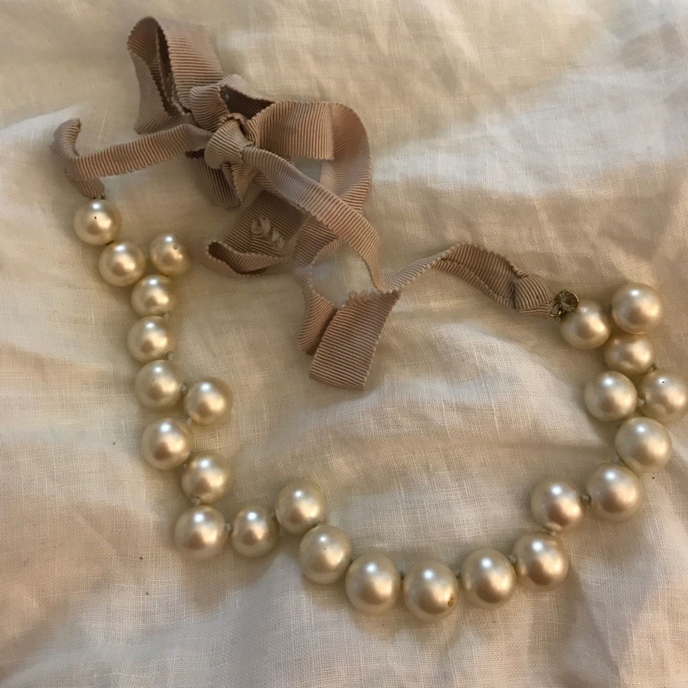 J Crew pearl and ribbon necklace
